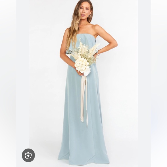 MUMU Weddings Monaco Ruffle Gown
Silver Sage Stretch Crepe - Picture 1 of 4